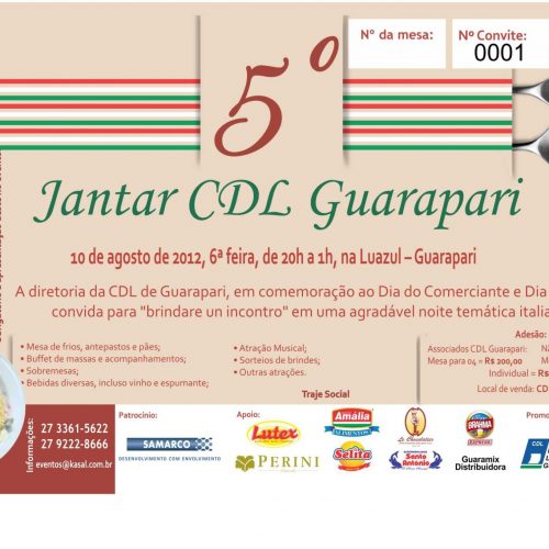 5º Jantar CDLG 2012 - Convite Gráfica